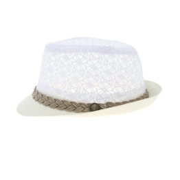 Lukis 1x Kinder Strohhut Strandhut Jungenhut Maedchenhut Sommerhut Jazzhut Trilby Fedora Lace mit Band Weiss -