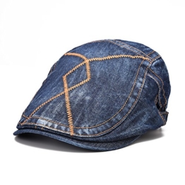 MAGIC UNION Unisex Stickerei Design Denim Jeans Flatcap Schiebermütze Gatsby Cap Golfermütze Schirmmütze -