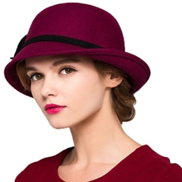 Maitose™ Damen Wollfilz Melone Wine Red -