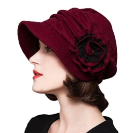 Maitose™ Frauen dekorative Blumen Wool Beret Red -