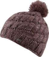 Marie Hat Damen Bommelmütze mit Pailletten und Innenfleece - Mütze Wintermütze (braun) -