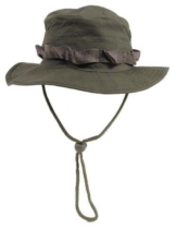 MFH Junglehat Boonie Hat Oliv Australian Buschhut Tropenhut Wüstenhut mit Kinnband S-XL (L) -