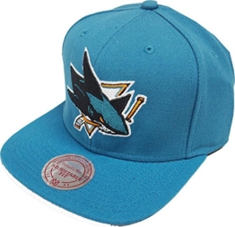 Mitchell & Ness San Jose Sharks Wool Solid NZ980 Teal Snapback Cap Basecaps NHL -