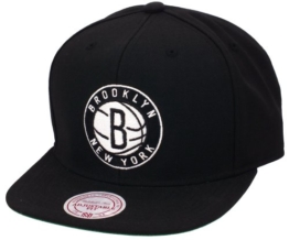 Mitchell & Ness Wool Solid Snapback - BROOKLYN NETS - Black, Size:ONE SIZE -