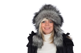 Mütze Tatra Fellmütze Chapka Fliegermütze Wintermütze Damenmütze Fellrand Grau -