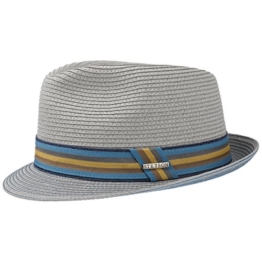 Munster Toyo Trilby Sommerhut Stetson Trilby Strohhut (L/58-59 - hellgrau) -