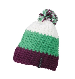 Myrtle Beach Damen Hakelmütze mit Bommel, purple/lime-green/white, One size, MB7940 puli -