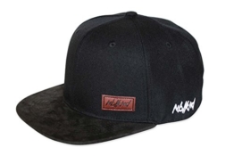 Nebelkind Snapback Cap schwarz schlicht Schirm aus synthetischem Leder onesize unisex -