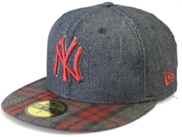 NEW ERA Baseball Cap 59FIFTY NY Yankees Neyyan Plaid Denim black scarlet Gr. 7 1/8 -