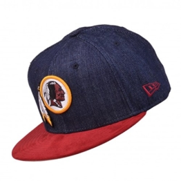 New Era Densuede Denim Cap - WASHINGTON REDSKINS - Denim Blue-Scarlet, Size:7 1/4 -