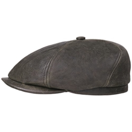 Oregon Cowhide Flatcap Schirmmütze Schiebermütze Ledermütze Ledercap Mütze Stetson Ledercap Schirmmütze (L/58-59 - braun) -