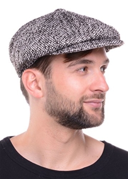Oscar - Gatsby Schiebermütze flatcap im 30iger Jahre Design und Melangemuster - Schirmmütze flatcap (black / white S-M) -