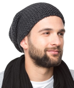 oversize Long Beanie Strick Mütze dunkelgrau - Trendy Strickmütze, Damen Herren Strick Mütze unisex, 2014, Skimütze Snowboardmütze Slouch -