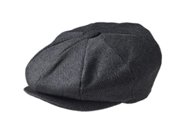Peaky Blinders, Tellermützen, "Newsboy"-Stil, 100% Wolle, 8 Stück Gr. Large, Black Pinstripe -