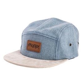 Phoenix Denim Beast 5-Panel Cap Jeans Blau Wildleder Unisex Baseball Mütze -