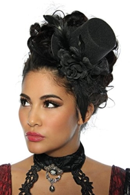 Rockabilly Mini-Zylinder / Fascinator - schwarz -