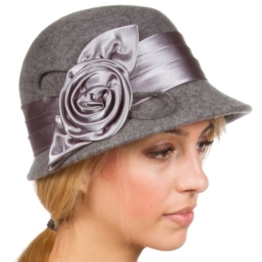 Sakkas CL1489 Vintage Style 100% Wolle Cloche Eimer Winter Hut - Heather Grey / One Size -