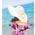Samgoo Damen Bohemia Bowknot Sonnenhut Sommerhut Strohhut Strandhut (Milch weiß) - 