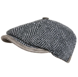 Schirmmütze Herren Sportmütze 8 teilig mit Fischgrät und Lederband 42145 (59 cm, Anthrazit) -