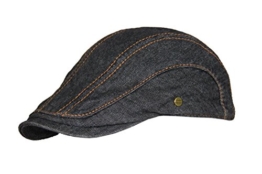 Schirmmütze Herrenmütze slim fit Denim washed Lakota Gatsby Sportmütze Flatcap (M / 56 cm - 57 cm, Schwarz) -