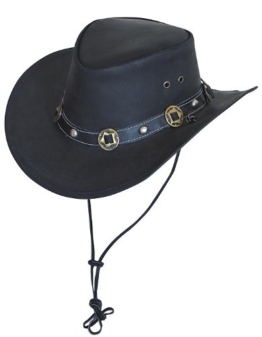 Scippis Concho Lederhut Classic Cowboyhut Australienhut (M/56-57 - schwarz) -