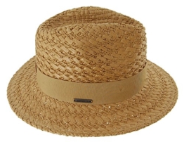 Seeberger Damen Fedora Serie Borkum, Gr. 57 cm (Herstellergröße: one size), Beige (sand 0094) -