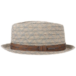 Seeberger Twotone Porkpie Hut Damenhut Stoffhut Sommerhut Sonnenhut Fedora Damenhut Stoffhut (XL/60-61 - beige) -