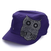 Sense42 Army Cap im Used Look Eule mit Strasssteinen Violett Unisex Kappe Schirmmütze One Size -