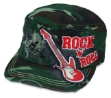 Sense42 Army Cap im Used Look Gitarre 3D Schriftzug Rock n´Roll Camouflage Unisex Kappe Schirmmütze One Size -