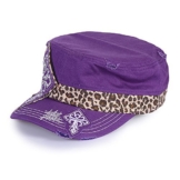Sense42 Army Cap im Used Look Strass Kreuz Gepardenmuster Violett Unisex Kappe Schirmmütze One Size -