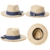 SIGGI beige raffia Stroh Sonnenhüte UPF 50 Sonnen Shade Strand Luffy Fedora Damen breite Krempe - 