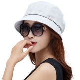 SIGGI Damen faltbarer Bucket Sonnenhut Sommerhut mit Kinnriemen UPF 50+ grau -