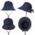 SIGGI schwarzblaue Leinen/Baumwolle Damen Sonnenhüte Sonnen Shade mit Kinnriemen faltbare Fischerhüte SPF 50 + breite Krempe - 