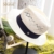 SIGGI Unisex Panama Strohhut Sonnenhut Fedora Tribly Hut Kurze Krempe Elfenbeinfarben - 