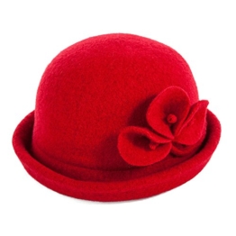 SIGGI Wolle rote 1920s Retro Derby Kirche Hüte für Damen Filzhut Fedorahüte Klassisch Bowler Hut -