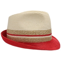 Sommerhut Sonnenhut Strandhut Strohhut Summertime Trilby Tricolor Sonnenhut Strohhut (59 cm - rot) -