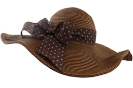 Sonia Originelli Stohhut Damen Schleife Sommer Hut Cap Sonnenhut C007-Schleife (Cappucino) -