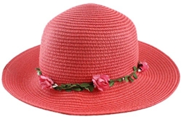 Sonia Originelli Stohhut Damen Blumen Sommer Hut Cap Sonnenhut C007-Flower (Koralle) -