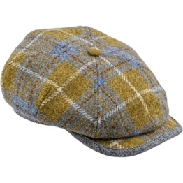 Sterkowski Harris Tweed Schiebermütze 4 Panel Applejack Schlägermütze Flat Cap 56 Gelb -