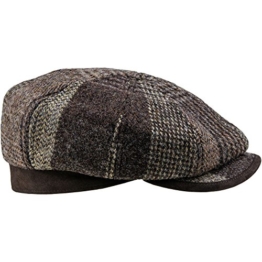 Sterkowski Harris Tweed Schiebermütze 8 Panel Gatsby Schlägermütze Flat Cap 58 Braun -