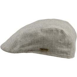 Sterkowski Sommer 100% Leinen Super Leicht Schiebermütze Flat Cap 62 Beige -