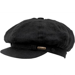 Sterkowski Sommer Leinen Gavroche Ballonmütze Vintage Stil 8-Panel 61 cm Schwarz -