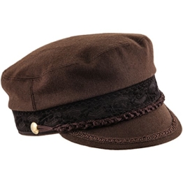 Sterkowski Wolle Seefahrer Breton Stil Geiger Schirmmütze 65 cm Braun -