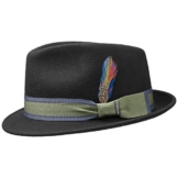 Stetson Boston Woolfelt Trilby Filzhut Wollfilzhut Fedora Hut Herrenhut Trilby Wollfilzhut (XL/60-61 - schwarz) -