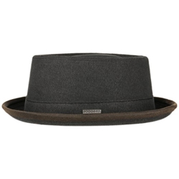 Stetson Canvas Pork Pie Hut Stoffhut Baumwollhut mit Futter Musikerhut Stoffhut Musikerhut (S/54-55 - anthrazit) -