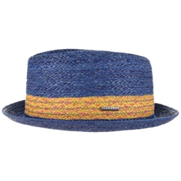 Stetson Colour Band Pork Pie Strohhut Raffiahut Strandhut Herrenhut Sommerhut Hut Sonnenhut Strohhut Sommerhut (L/58-59 - blau) -