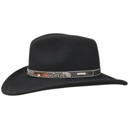 Stetson Feather Trim VitaFelt Cowboyhut Hut Westernhut Filzhut Outdoorhut Wollfilzhut Filzhut Wollfilzhut (M/56-57 - schwarz) -