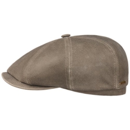 Stetson Hatteras Lammleder Flatcap Lambskin Schirmmütze Ledermütze Ledercap Ballonmütze Mütze Ballonmütze Schirmmütze (55 cm - helloliv) -