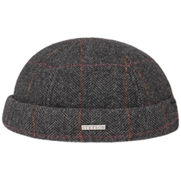 Stetson Herringbone Wool Dockermütze Wollmütze Wintermütze Mütze Dockercap Fischgrat Mütze Wintermütze (L/XL (58-61) - anthrazit) -