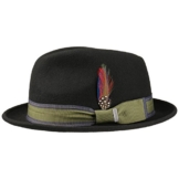 Stetson Manhat Woolfelt Fedora Hut Porkpie Filzhut Wollfilzhut Player Fedora (XXL/62-63 - schwarz) -